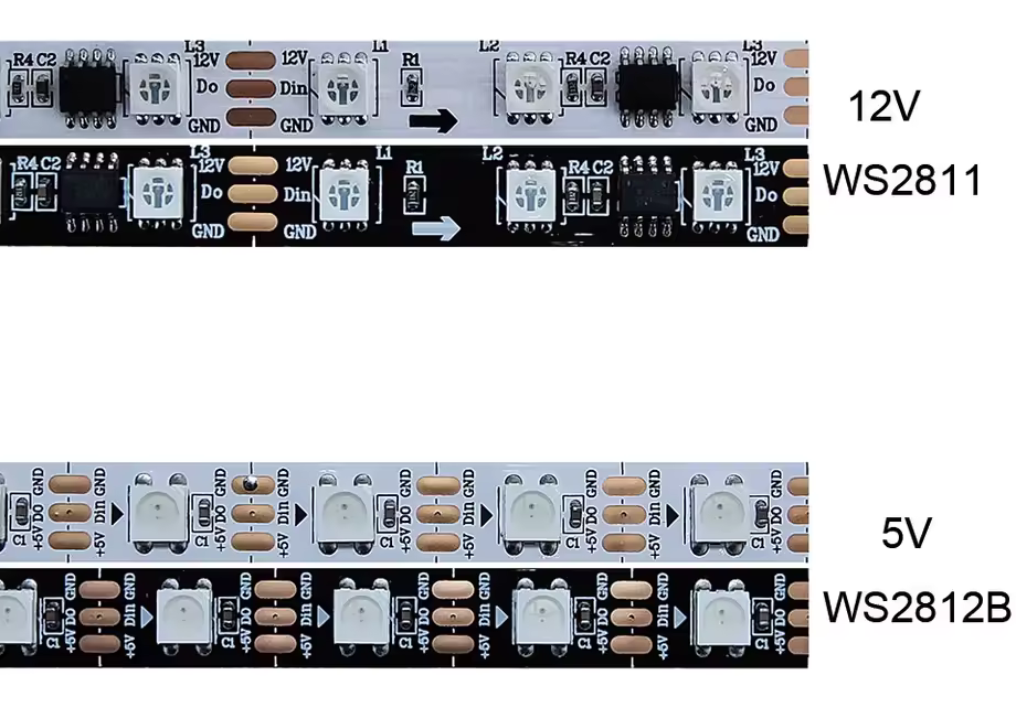 Comparativo entre fita de LED WS2811 e fita WS2812B