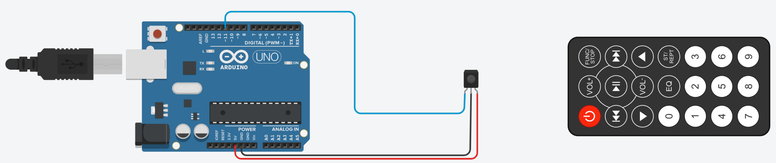 Esquema de montagem do receptor infravermelho no Arduino