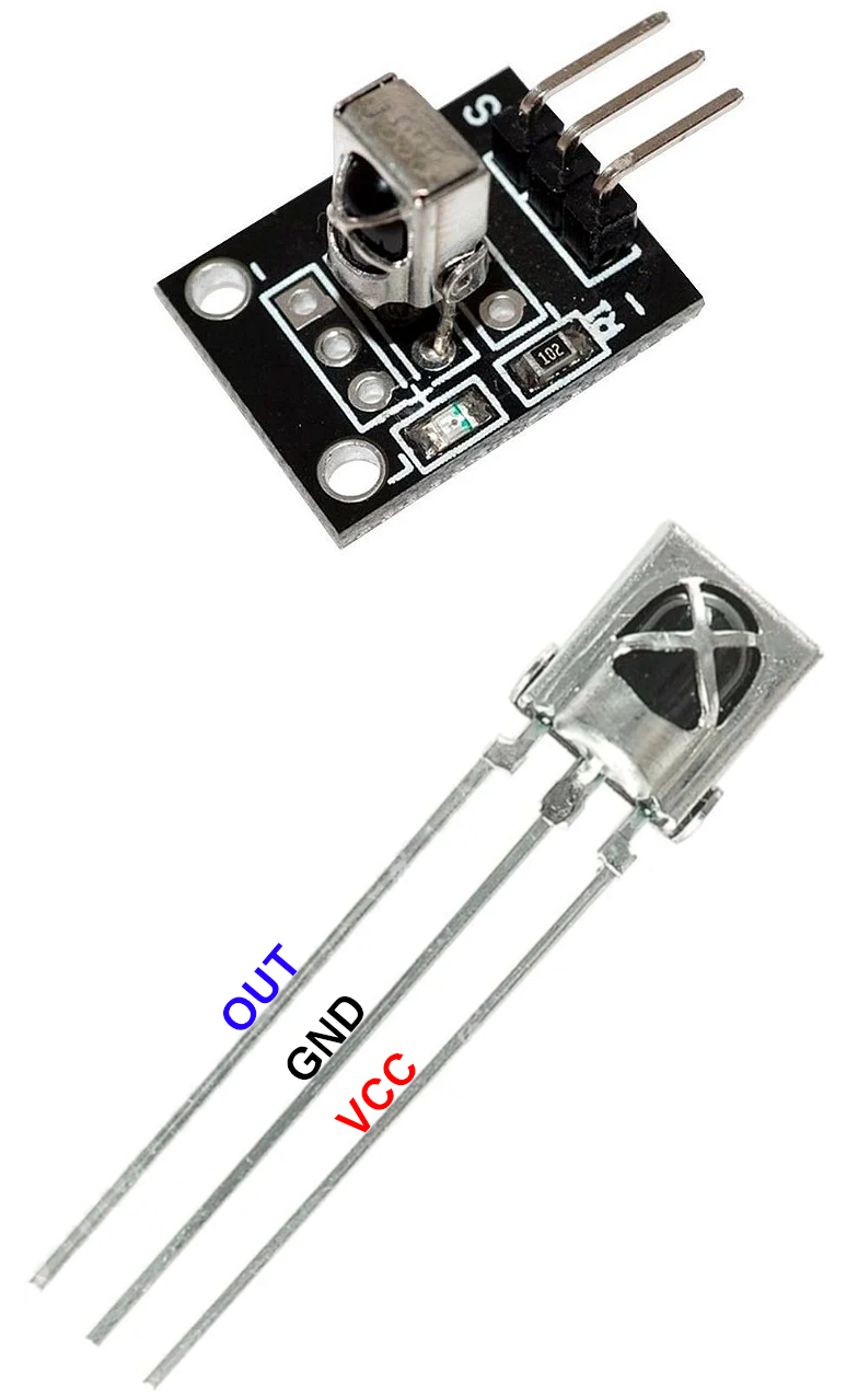 Foto do receptor infravermelho com blindagem metalica e modulo